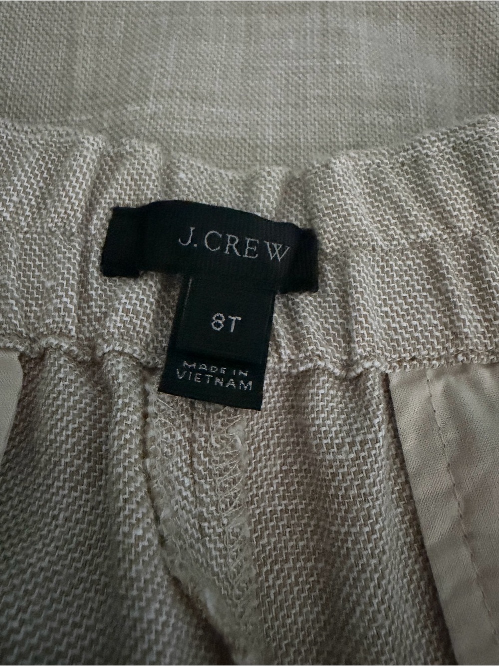 J Crew Size 8T/8 Tall Tan Linen Blend Easy Stretch Pants Elastic Waist - Picture 8 of 11
